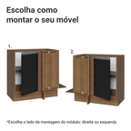 Balcão de Canto 1 Porta (Sem Tampo) Rustic/Preto Glamy Madesa