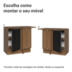 Balcão de Canto 1 Porta Rustic/Preto Lux Madesa