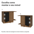 Balcão de Canto 1 Porta Rustic/Preto Vik Madesa