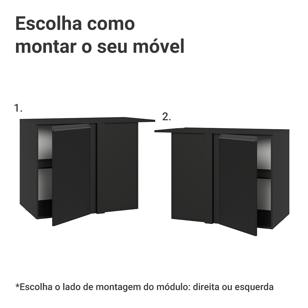 Balcão de Canto 1 Porta Suspenso Preto Nice Madesa