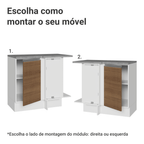 Balcão de Canto Madesa Glamy 1 Porta Branco/Rustic