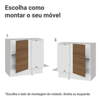 Balcão de Canto 1 Porta (Sem Tampo) Branco/Rustic Stella Madesa