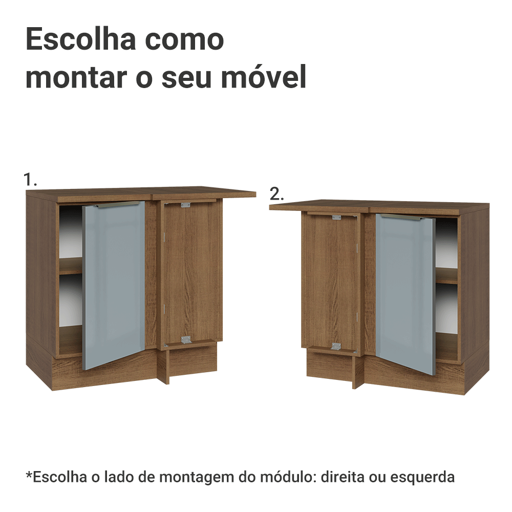 Balcão de Canto 1 Porta Rustic/Cinza Lux Madesa