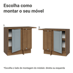 Balcão de Canto 1 Porta Rustic/Cinza Lux Madesa