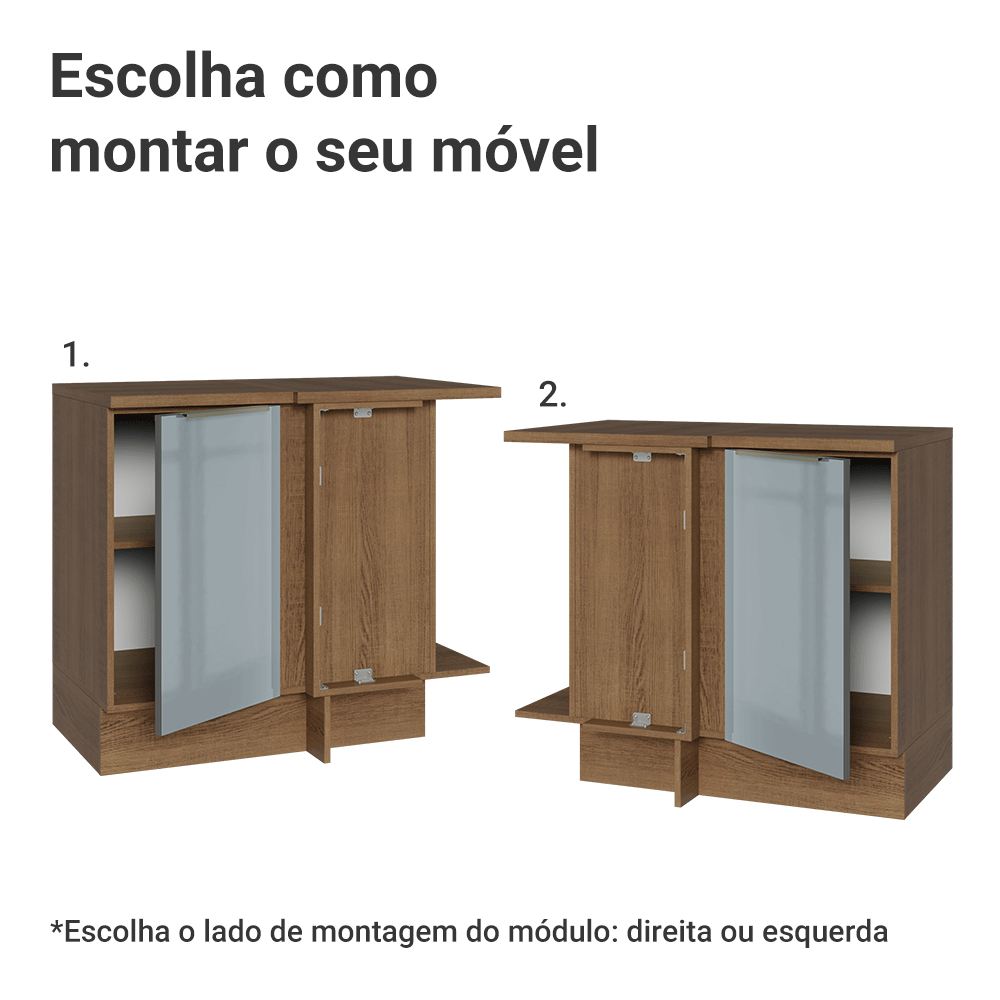 Balcão de Canto 1 Porta Rustic/Cinza Lux Madesa