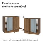 Balcão de Canto 1 Porta (Sem Tampo) Rustic/Cinza Lux Madesa