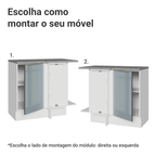 Balcão de Canto 1 Porta Branco/Cinza Lux Madesa
