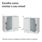 Balcão de Canto 1 Porta (Sem Tampo) Branco/Cinza Lux Madesa