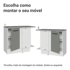Balcão de Canto Madesa Agata 1 Porta Branco/Cinza