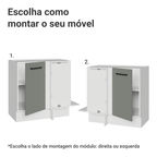 Balcão de Canto 1 Porta (Sem Tampo) Branco/Cinza Agata Madesa