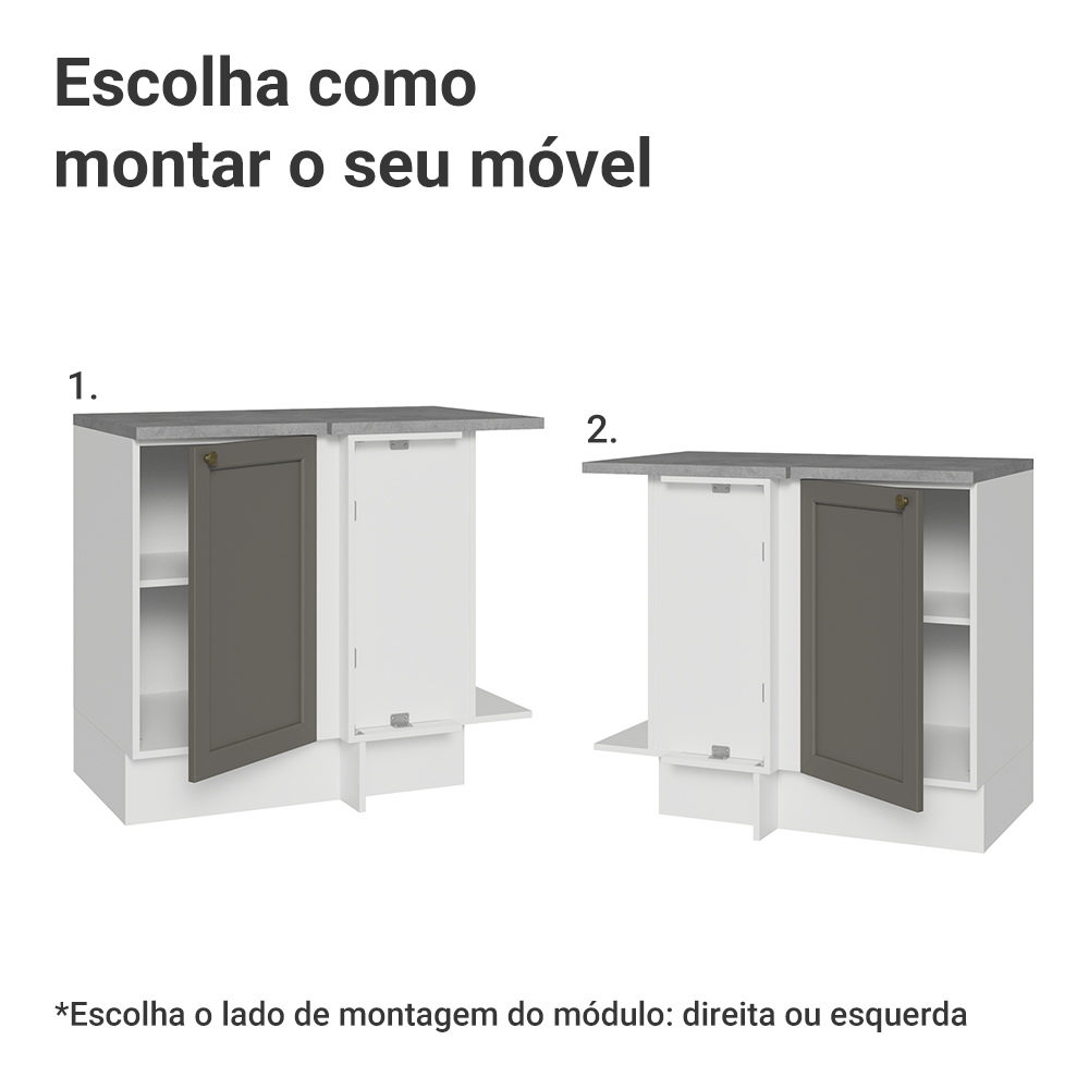 Balcão de Canto 1 Porta Branco/Cinza Vik Madesa