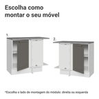 Balcão de Canto 1 Porta Branco/Cinza Vik Madesa