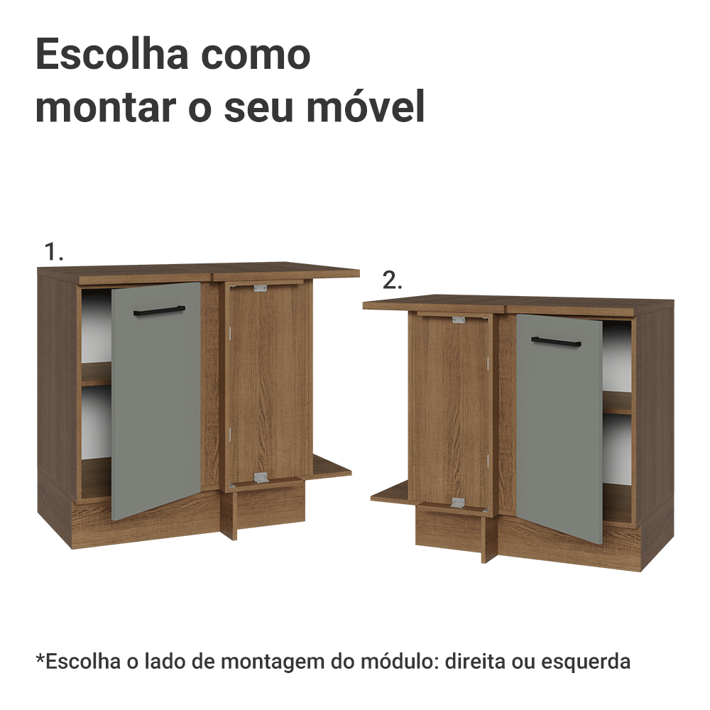Balcão de Canto Madesa Agata 1 Porta Rustic/Cinza