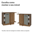 Balcão de Canto Madesa Agata 1 Porta Rustic/Cinza