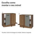 Balcão de Canto 1 Porta (Sem Tampo) Rustic/Cinza Agata Madesa