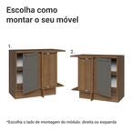 Balcão de Canto 1 Porta Rustic/Cinza Vik Madesa