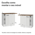 Balcão de Canto 94 cm 1 Porta Branco Tampo Rustic Agata Madesa