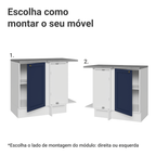 Balcão de Canto 1 Porta Branco/Azul Vik Madesa