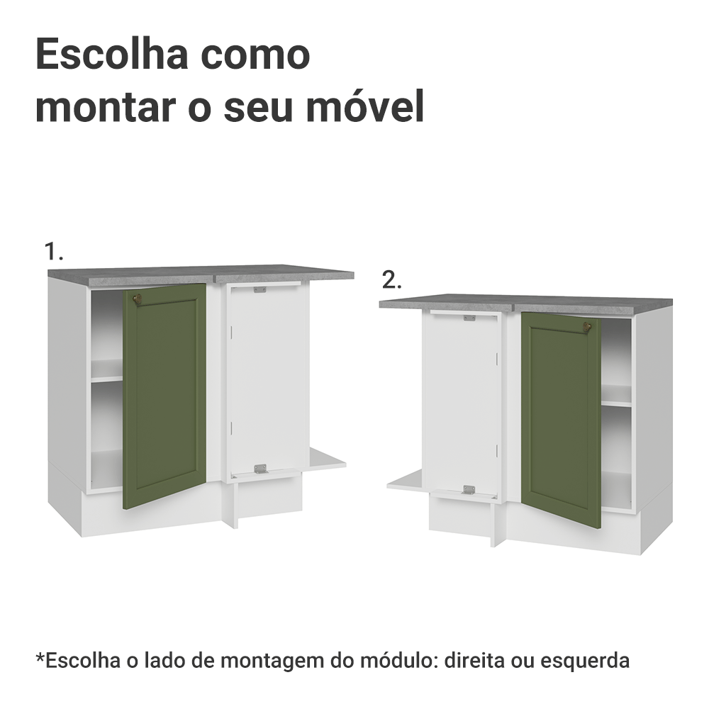 Balcão de Canto 1 Porta Branco/Verde Vik Madesa