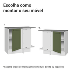 Balcão de Canto 1 Porta Branco/Verde Vik Madesa