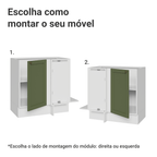 Balcão de Canto 1 Porta (Sem Tampo) Branco/Verde Vik Madesa