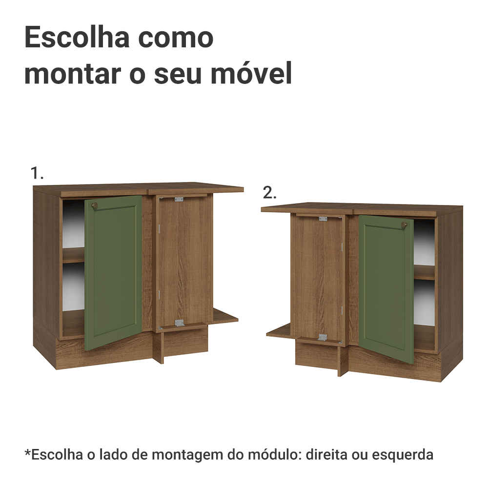 Balcão de Canto 1 Porta Rustic/Verde Vik Madesa