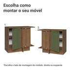 Balcão de Canto 1 Porta Rustic/Verde Vik Madesa