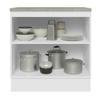 Balcão de Cozinha 80 cm 2 Portas Branco/Preto Lux Madesa