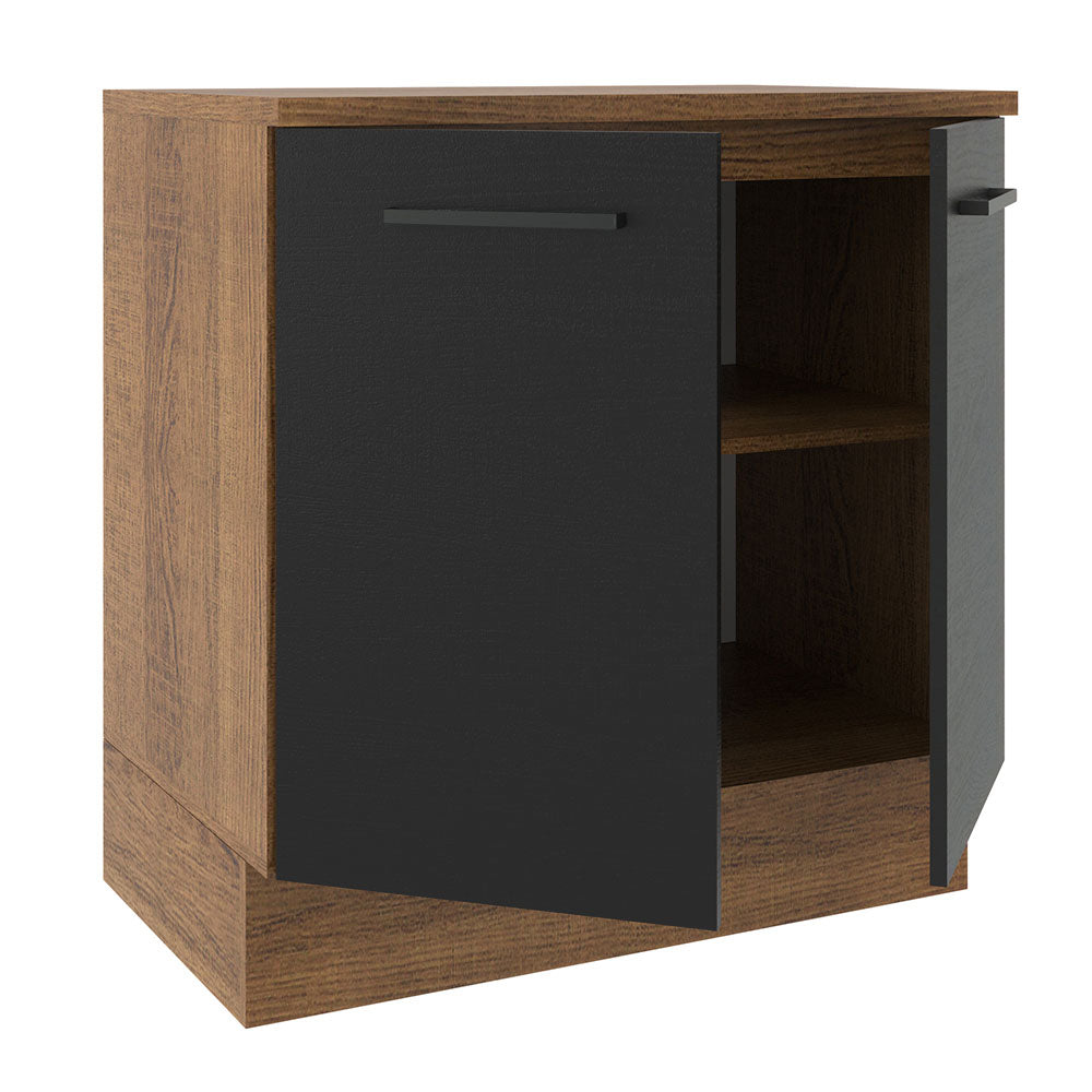 Balcão Madesa Agata 80 cm 2 Portas Rustic/Preto