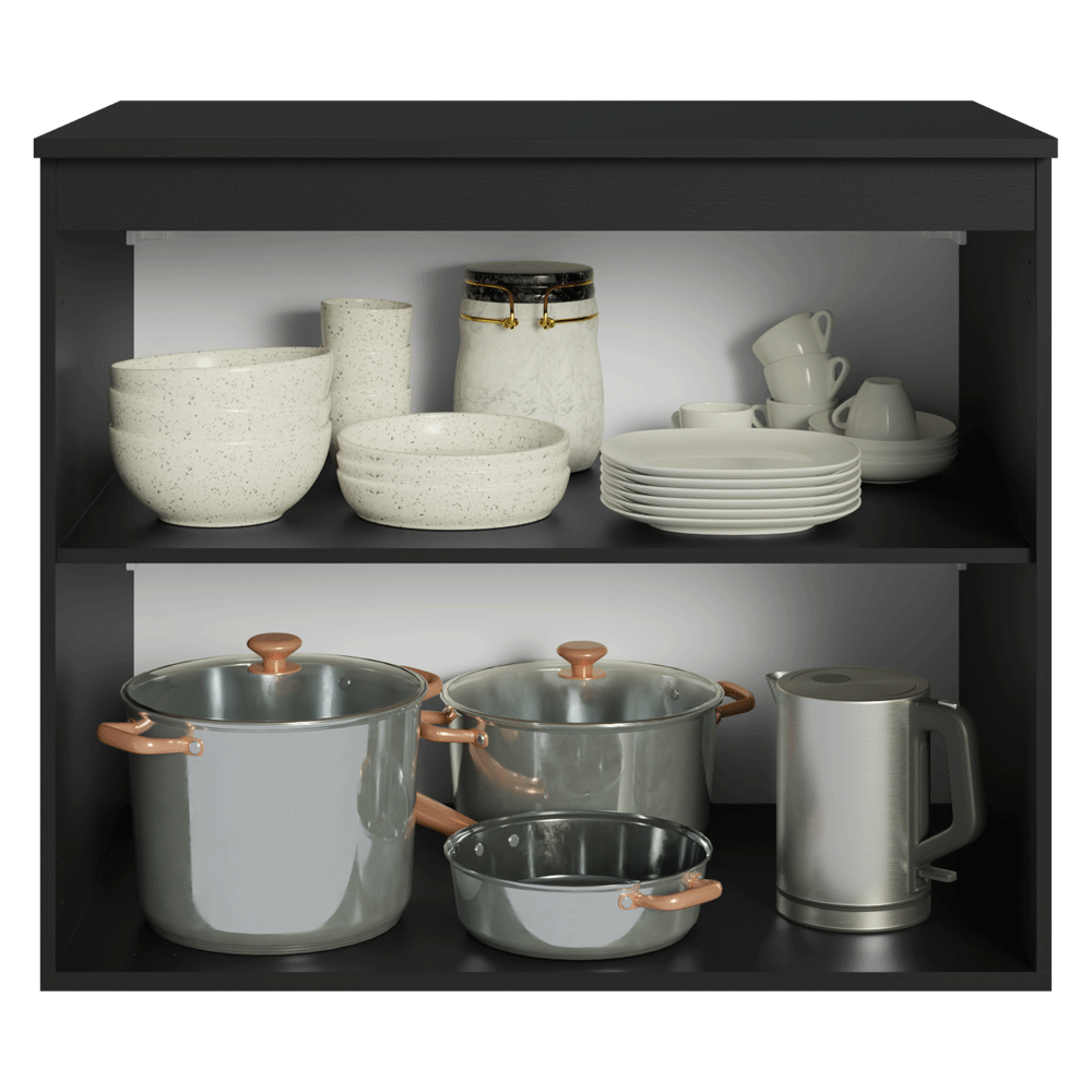 Balcão de Cozinha 80 cm 2 Portas Suspenso Preto Nice Madesa