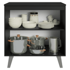 Balcão de Cozinha 80 cm 2 Portas Com Pés Preto Nice Madesa