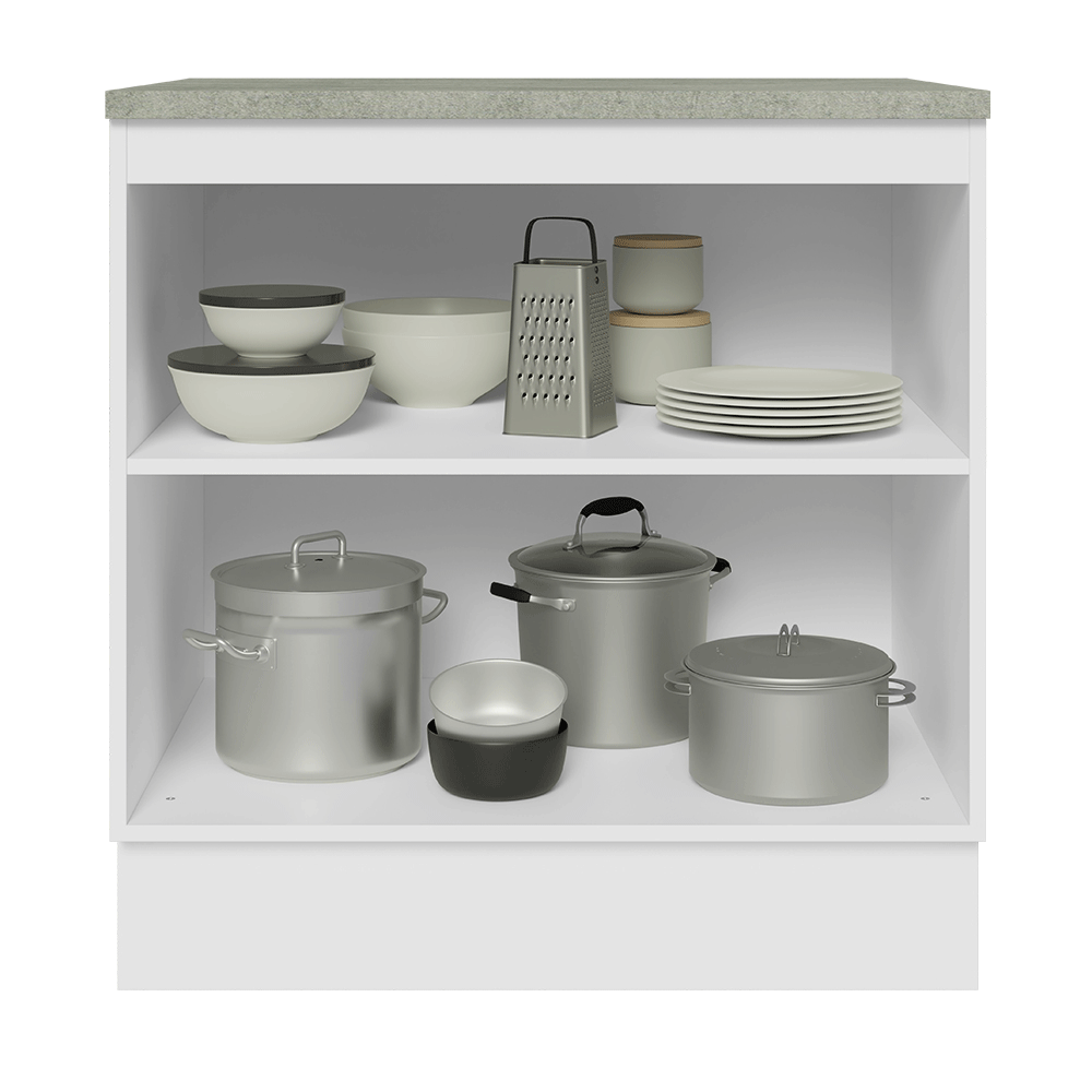 Balcão de Cozinha 80 cm 2 Portas Branco/Cinza Lux Madesa