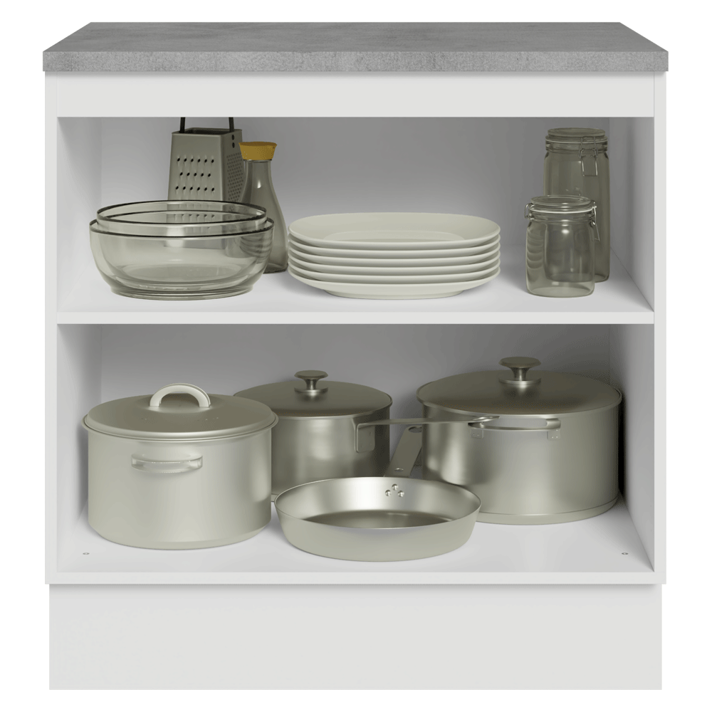 Balcão Madesa Agata 80 cm 2 Portas Branco/Cinza