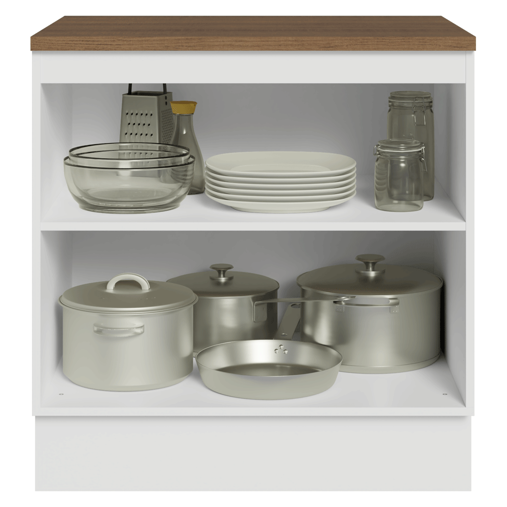 Balcão de Cozinha 80 cm 2 Portas Branco Tampo Rustic Agata Madesa