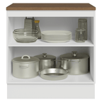 Balcão de Cozinha 80 cm 2 Portas Branco Tampo Rustic Agata Madesa