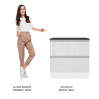 Balcão Madesa Acordes 100% MDF 80 cm 2 Gavetas Frentes Branco Brilho