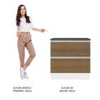 Balcão Madesa Acordes 100% MDF 80 cm 2 Gavetas Branco/Rustic