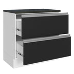 Balcão 100% MDF 80cm 2 Gavetas Branco/Preto Acordes Madesa