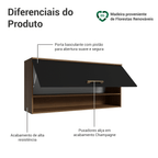 Armário Aéreo 105 cm 1 Porta Basculante Rustic/Preto Lille Madesa