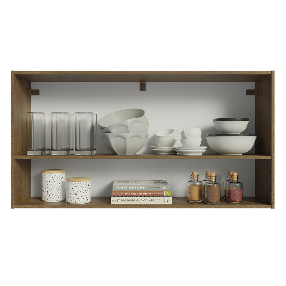 Armário Aéreo Cozinha 105cm 2 Portas 1 Nicho Rustic/Cinza Emilly Madesa