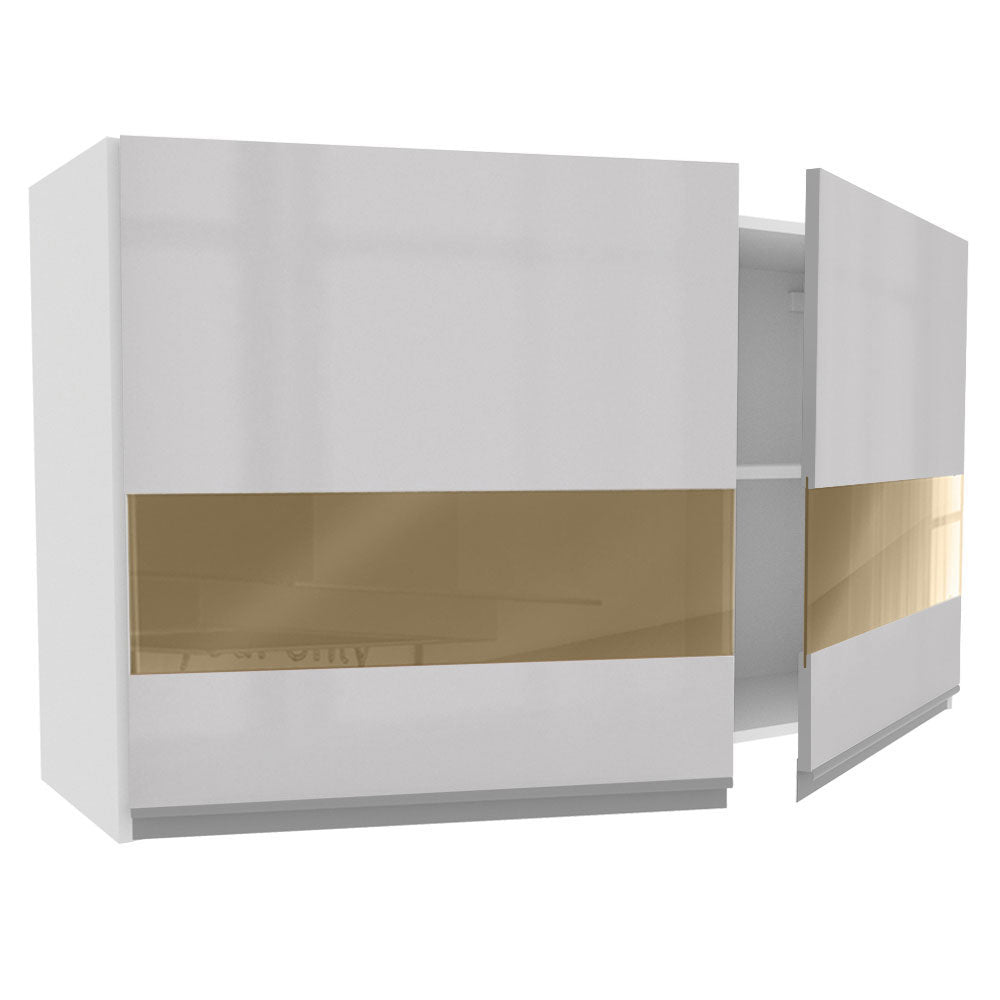 Armário Aéreo Madesa Acordes 100% MDF 120 cm 2 Portas Vidro Reflex Branco Brilho