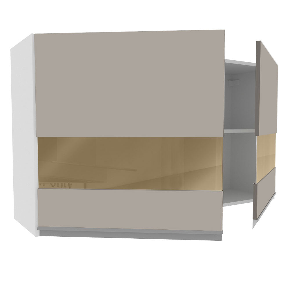 Armário Aéreo Madesa Glamy 120 cm 2 Portas com Vidro Branco/Crema