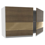 Armário Aéreo Madesa Acordes 100% MDF 120 cm 2 Portas Vidro Reflex Branco/Rustic