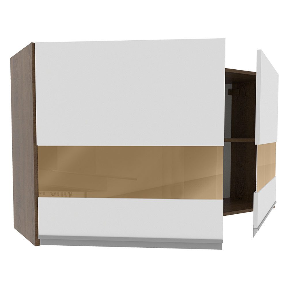 Armário Aéreo Madesa Glamy 120 cm 2 Portas com Vidro Rustic/Branco