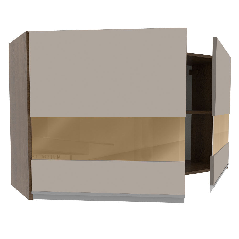 Armário Aéreo Madesa Glamy 120 cm 2 Portas com Vidro Rustic/Crema