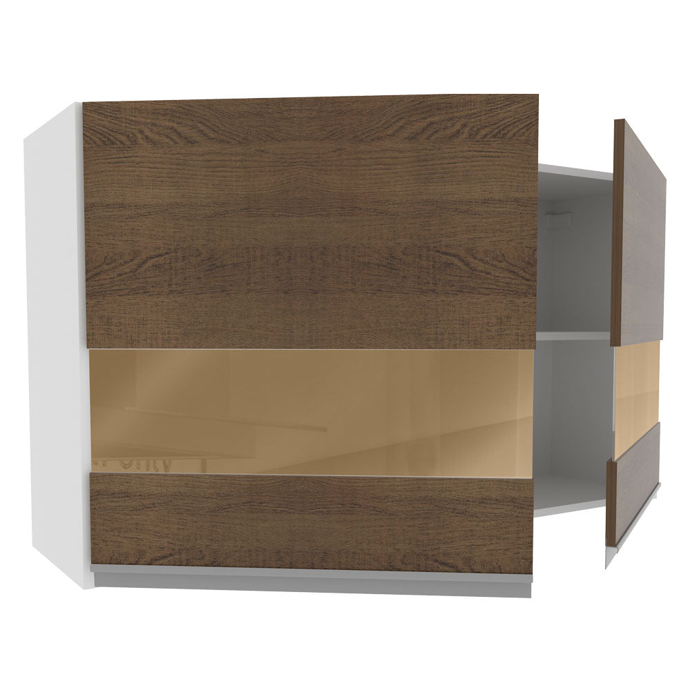 Armário Aéreo Madesa Glamy 120 cm 2 Portas com Vidro Branco/Rustic