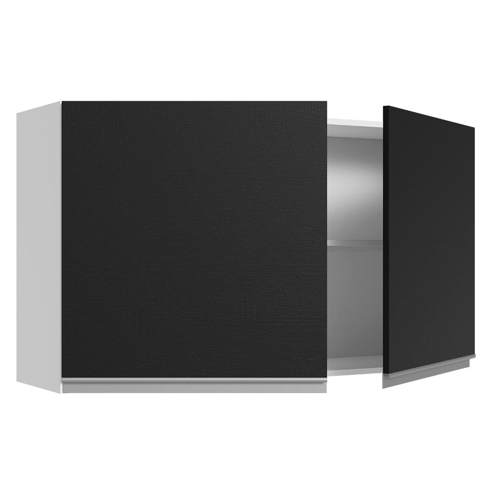 Armário Aéreo 100% MDF 120 cm 2 Portas Branco/Preto Acordes Madesa