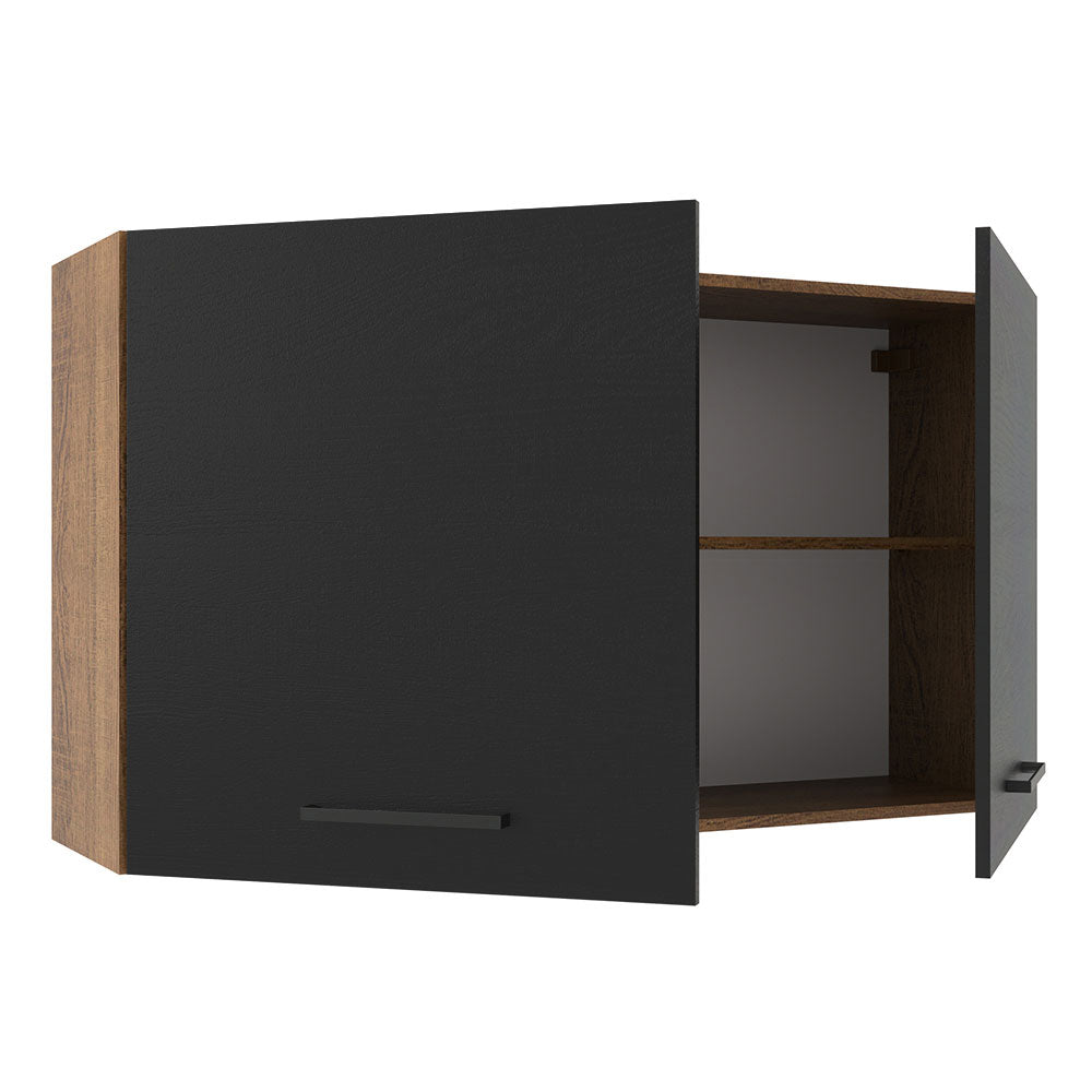 Armário Aéreo Madesa Agata 120 cm 2 Portas Rustic/Preto