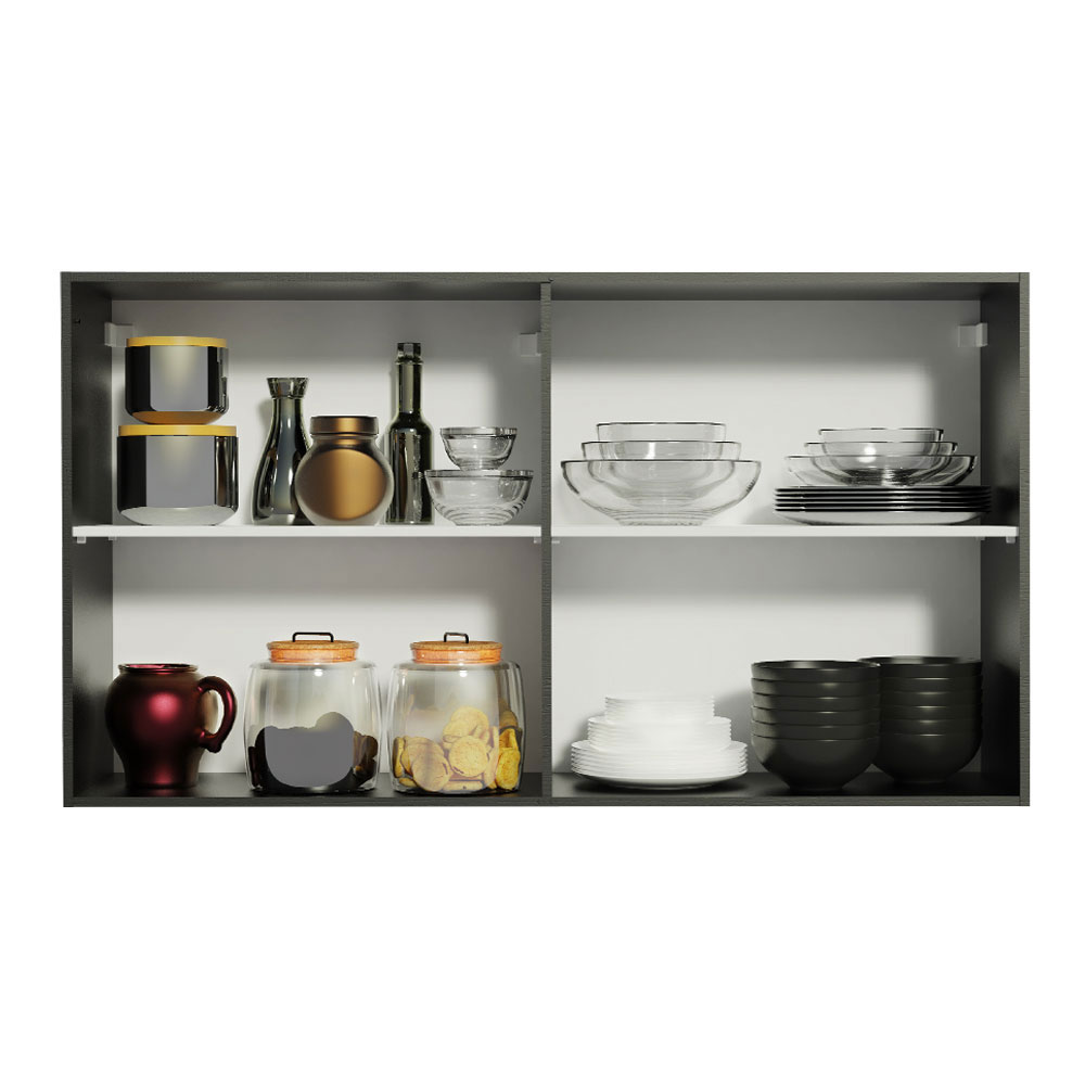 Armário Aéreo Madesa Reims 120 cm 2 Portas Preto