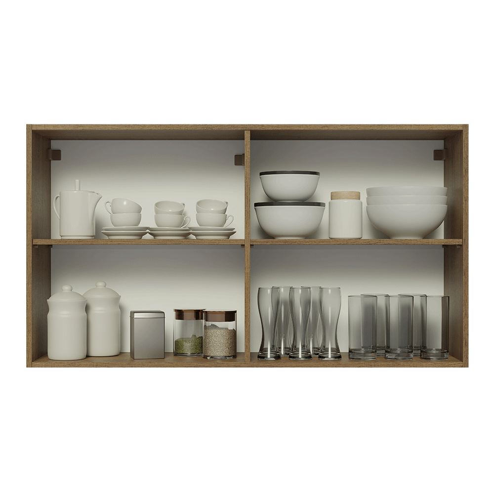 Armário Aéreo Madesa Lux 120 cm 2 Portas Rustic/Branco Veludo